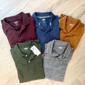 Old Navy Men's Size Small Polo Shirts - Burgundy, Blue, Mustard, Green, Gray